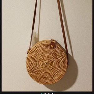 round rattan crossbody bag